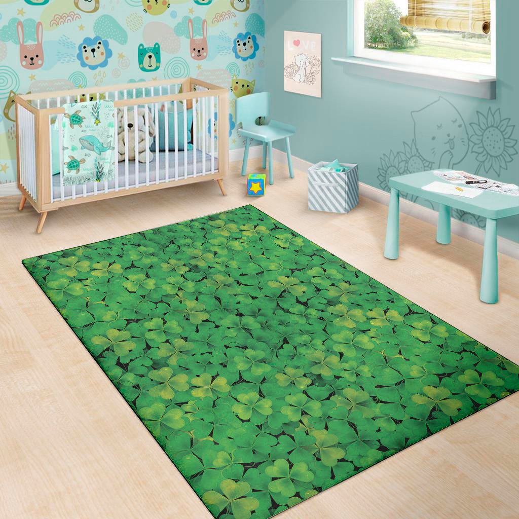 green shamrock leaf pattern print area rug floor decor 8373
