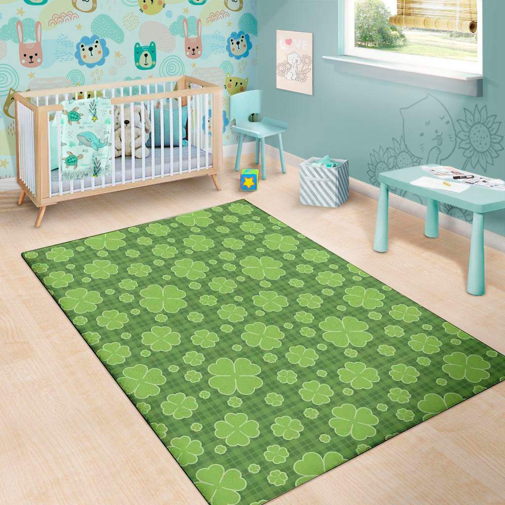 green shamrock plaid pattern print area rug floor decor 8328
