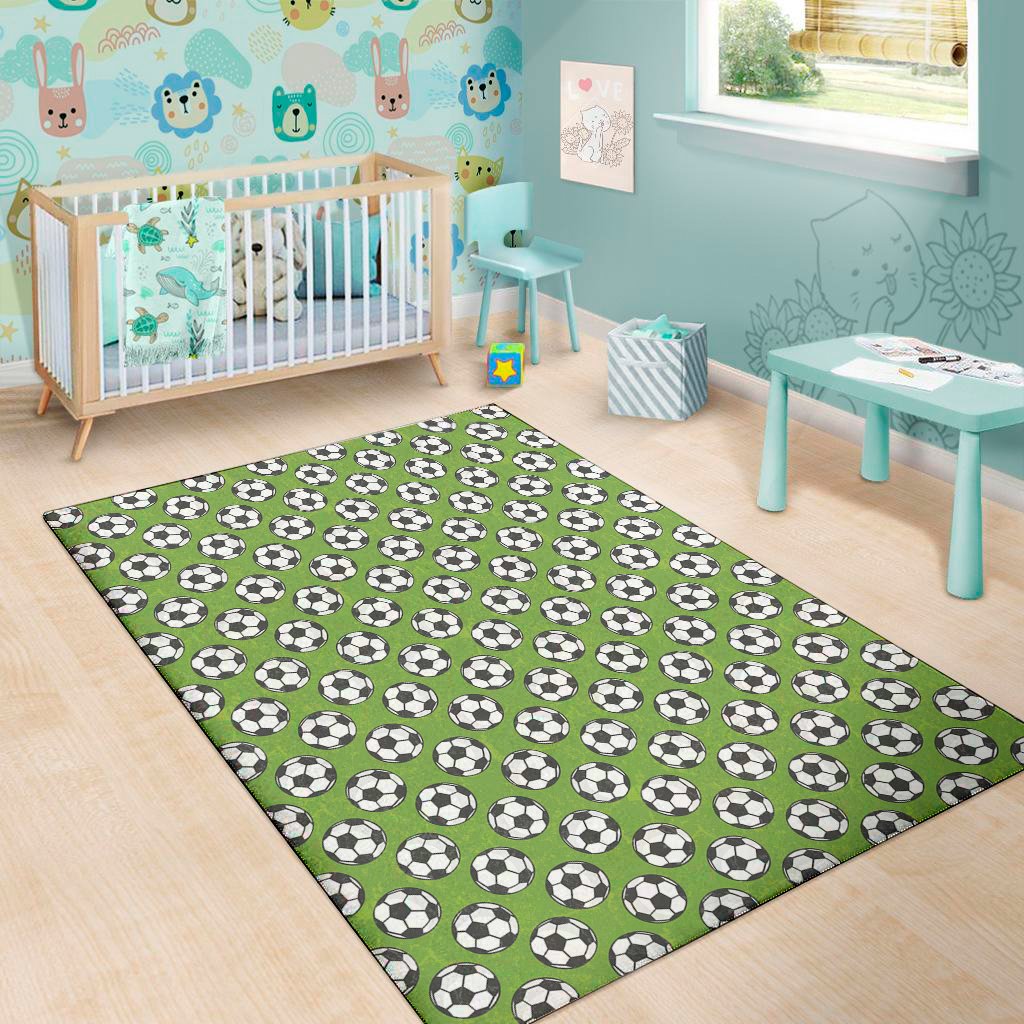green soccer ball pattern print area rug floor decor 1559