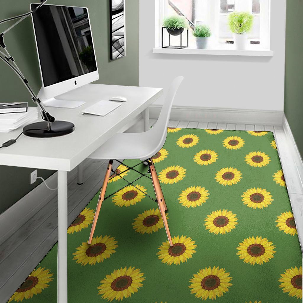 green sunflower pattern print area rug floor decor 1680