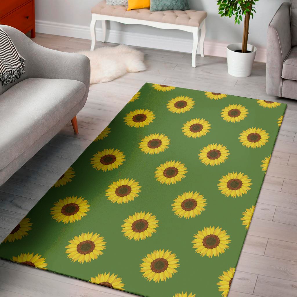 green sunflower pattern print area rug floor decor 5942