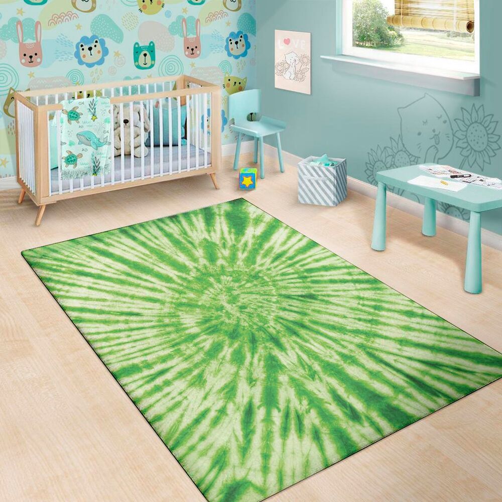 green tie dye print area rug floor decor 4651