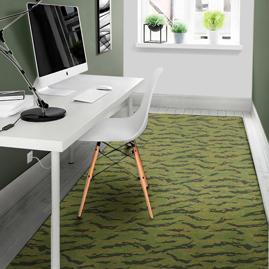 green tiger stripe camo pattern print area rug floor decor 8008