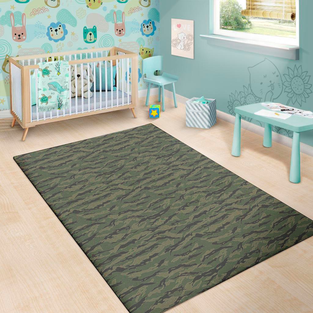 green tiger stripe camouflage print area rug floor decor 8784