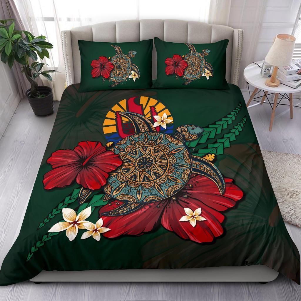 green turtle tribal hibiscus flower pattern bedding set bedroom decor 1117