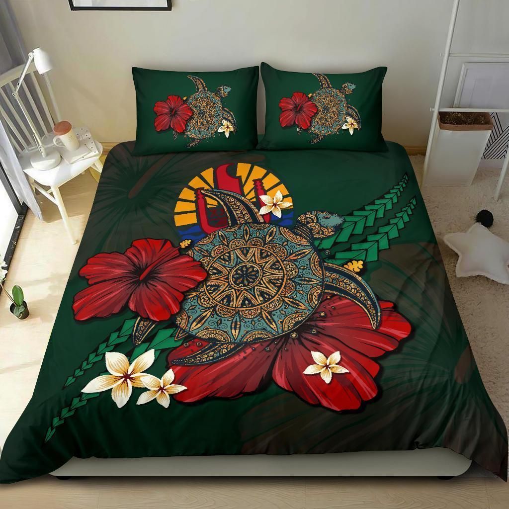 green turtle tribal hibiscus flower pattern bedding set bedroom decor 5443