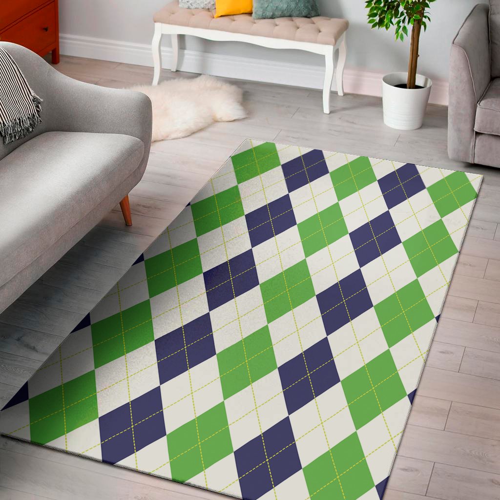 green white and navy argyle print area rug floor decor 7299