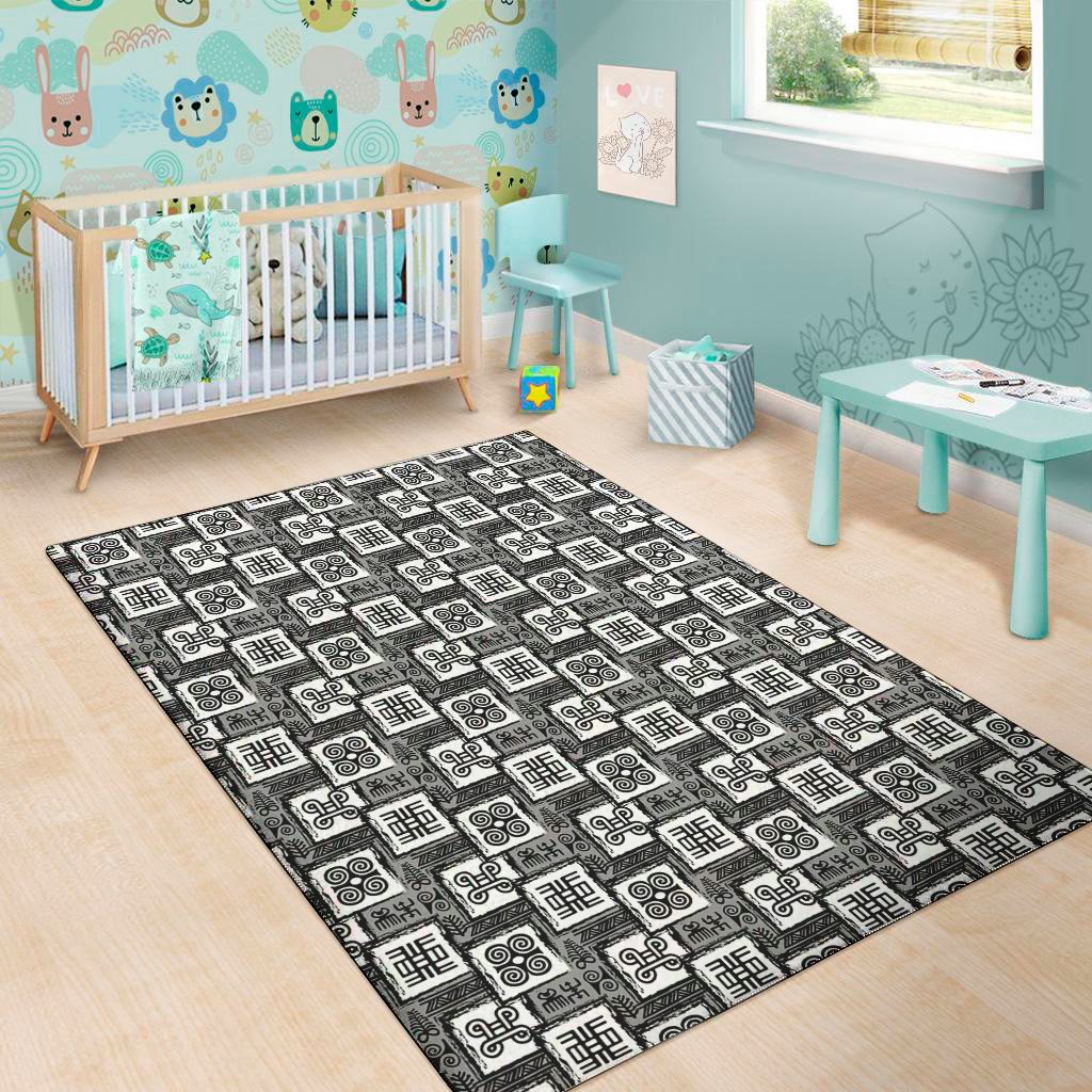 grey african adinkra symbols print area rug floor decor 8566