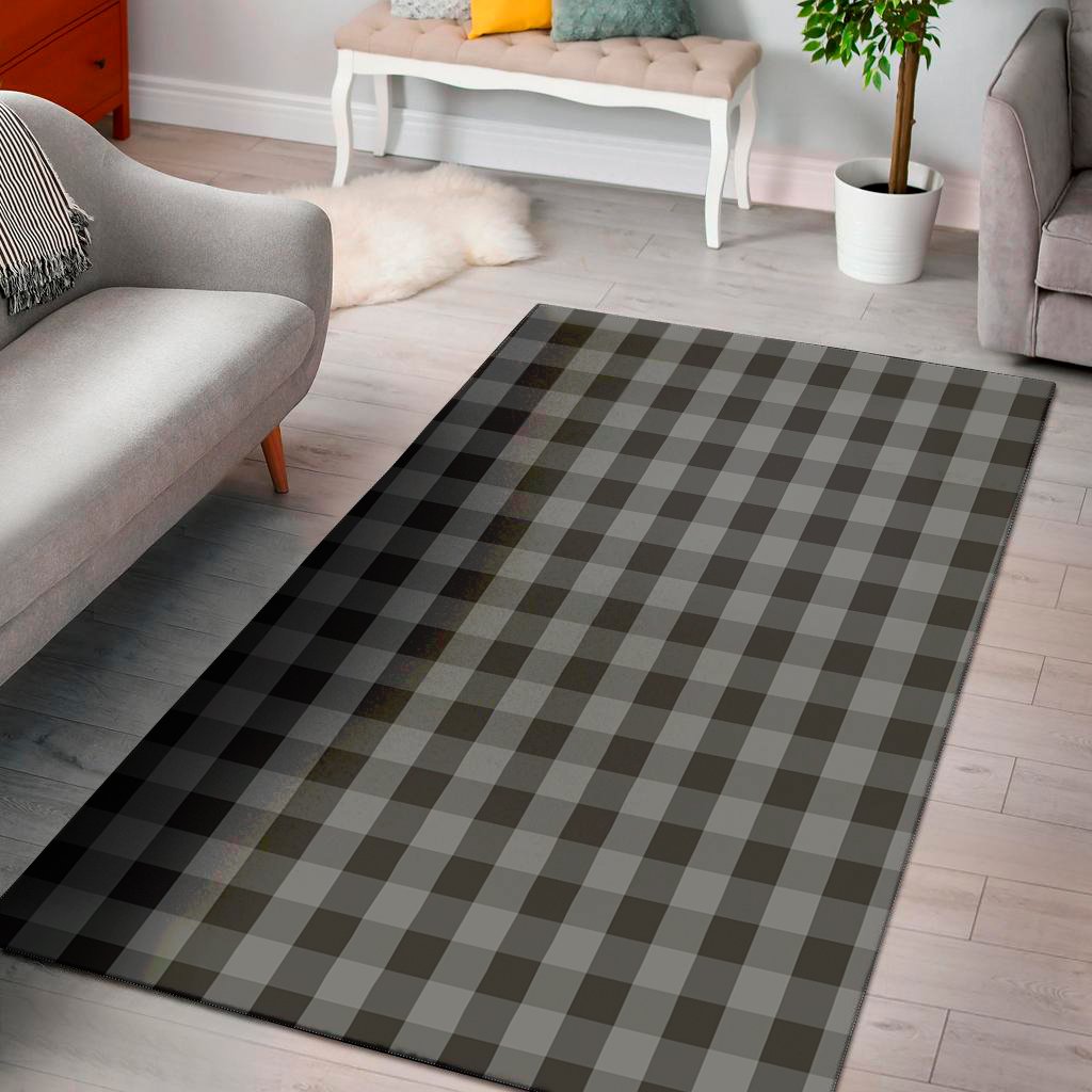 grey and black check pattern print area rug floor decor 4263