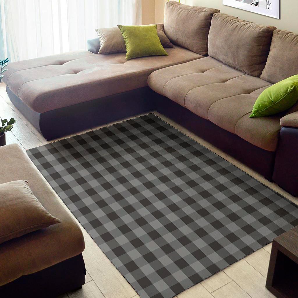 grey and black check pattern print area rug floor decor 6521