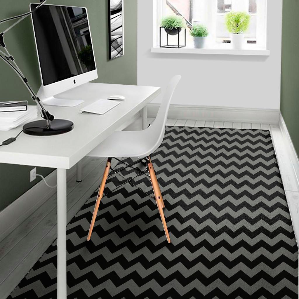 grey and black chevron pattern print area rug floor decor 3652