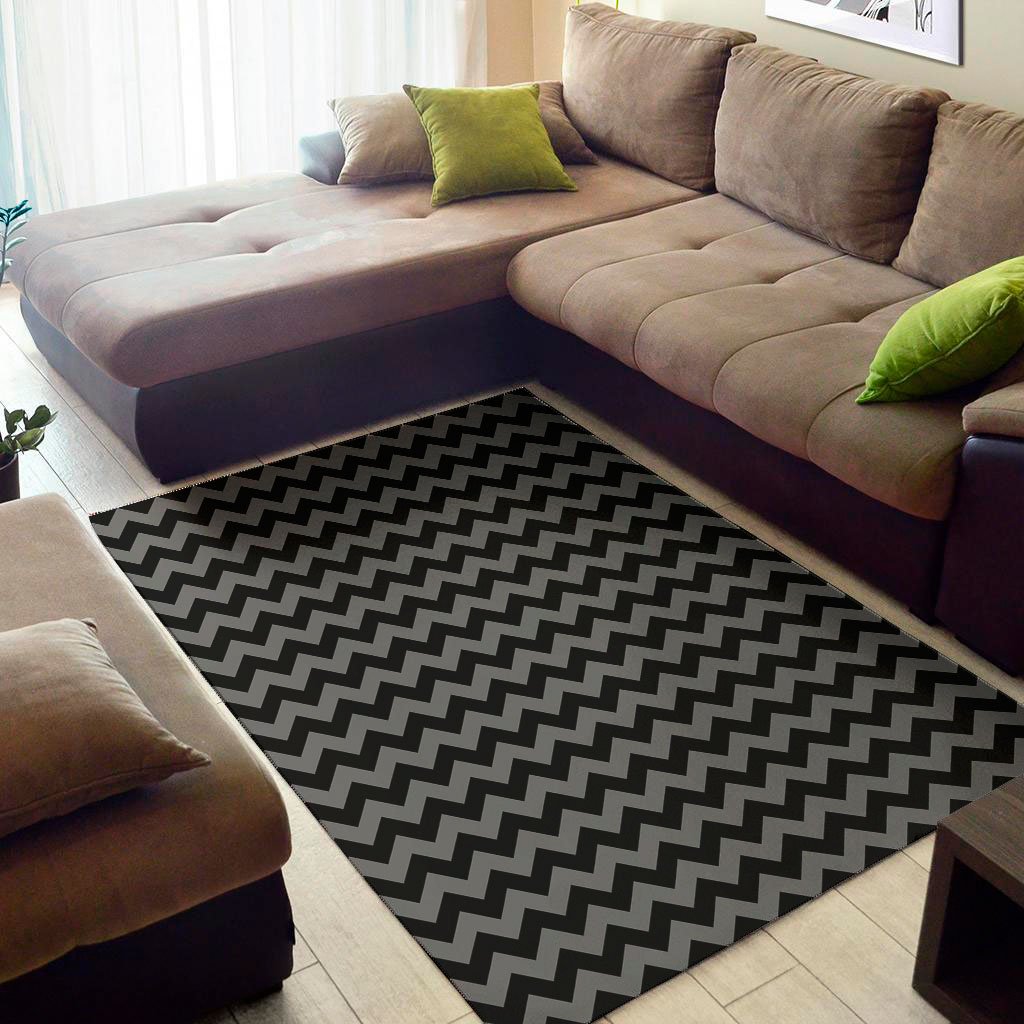 grey and black chevron pattern print area rug floor decor 4989