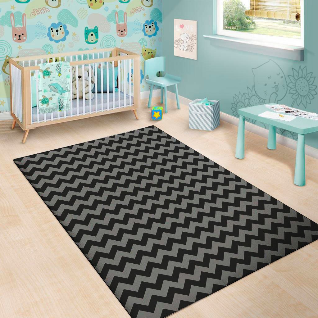 grey and black chevron pattern print area rug floor decor 8536