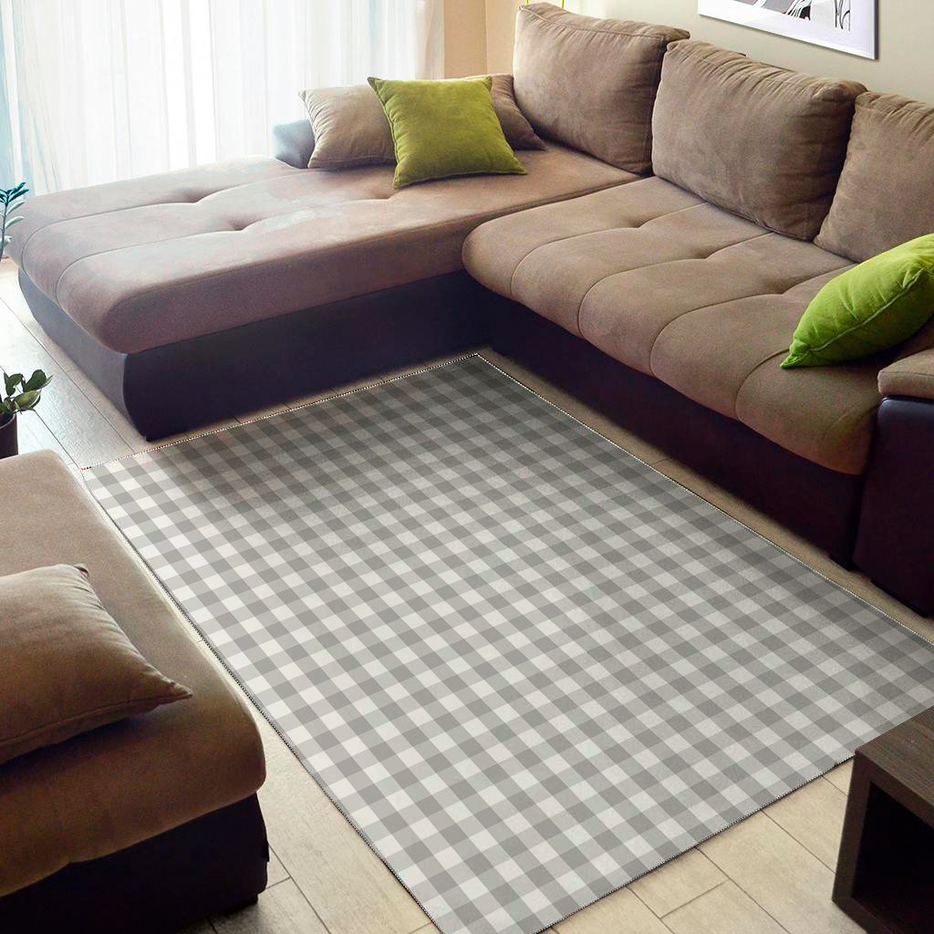 grey and white check pattern print area rug floor decor 5584