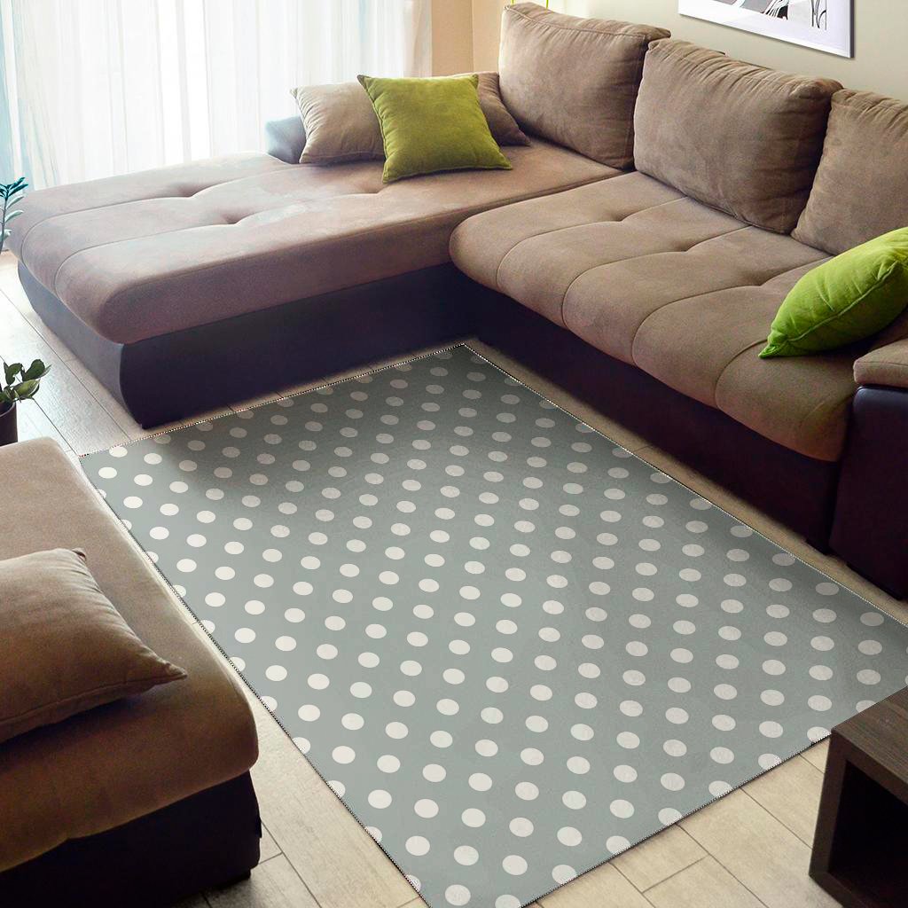 grey and white polka dot pattern print area rug floor decor 5480