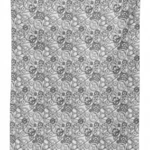 grey tone gear design 3d printed tablecloth table decor 5440