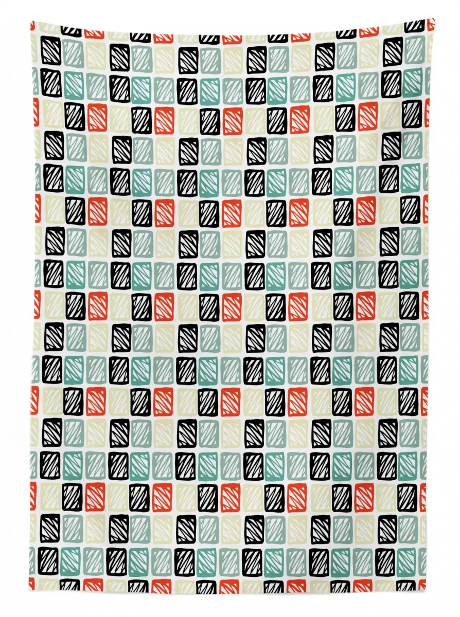 grid style squares zigzag 3d printed tablecloth table decor 8002