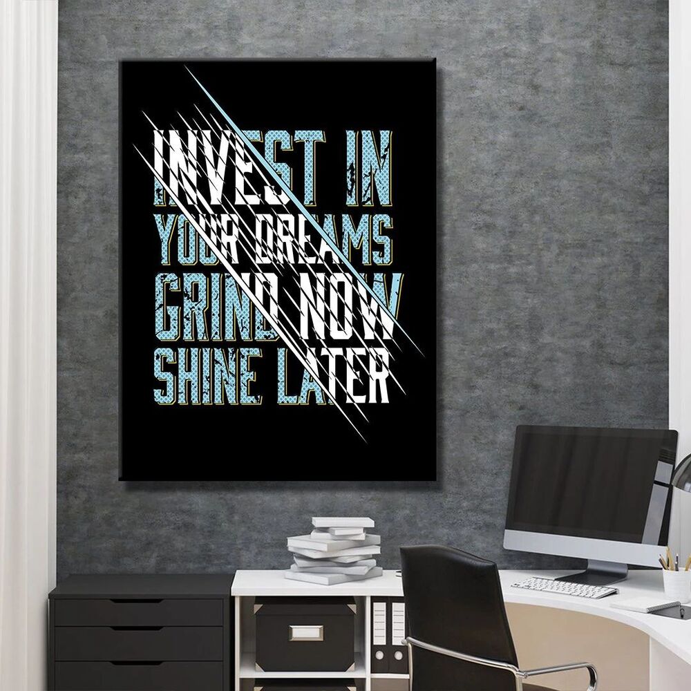 grind now shine later motivational positive canvas print wall art decor 5789