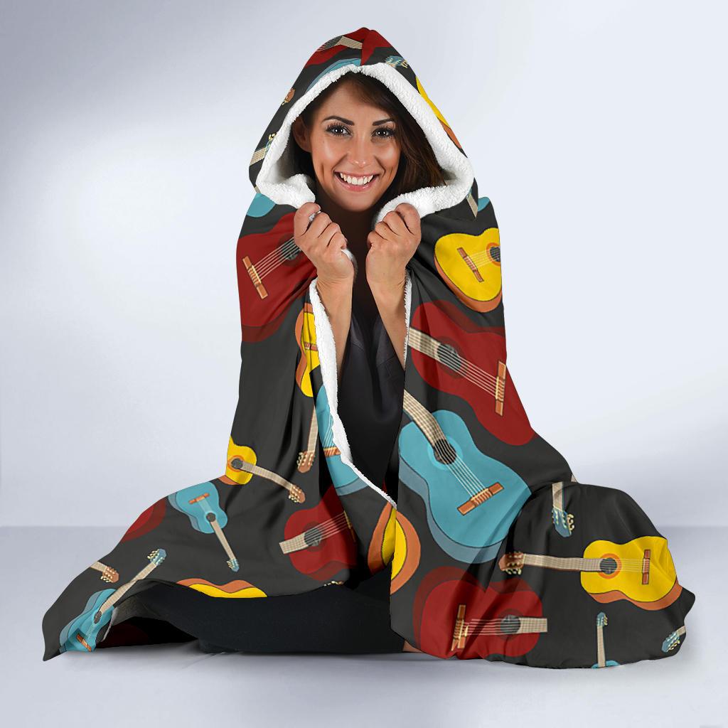 Guitar Pattern Print Hooded Blanket Cloak Blanket guitar pattern print hooded blanket cloak blanket 8826