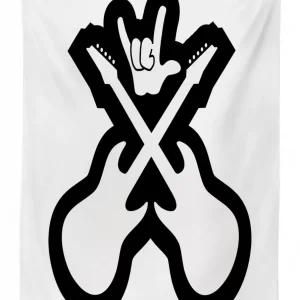 guitars hand sign 3d printed tablecloth table decor 5414