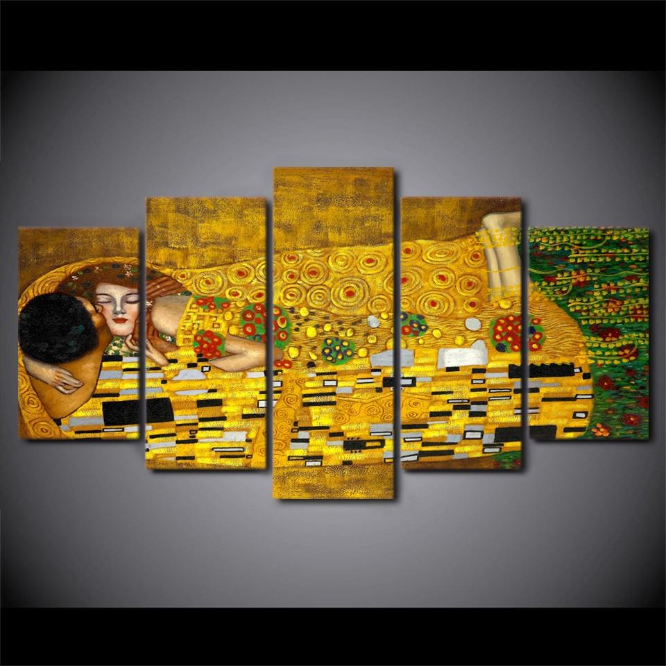 gustav klimt abstract 5 panel canvas art wall decor 3421
