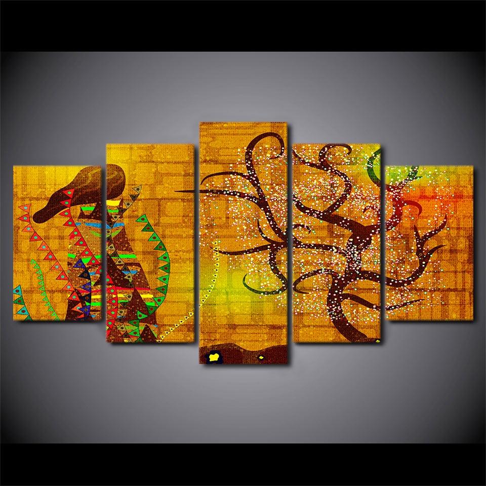 gustav klimt practice abstract 5 panel canvas art wall decor 4843