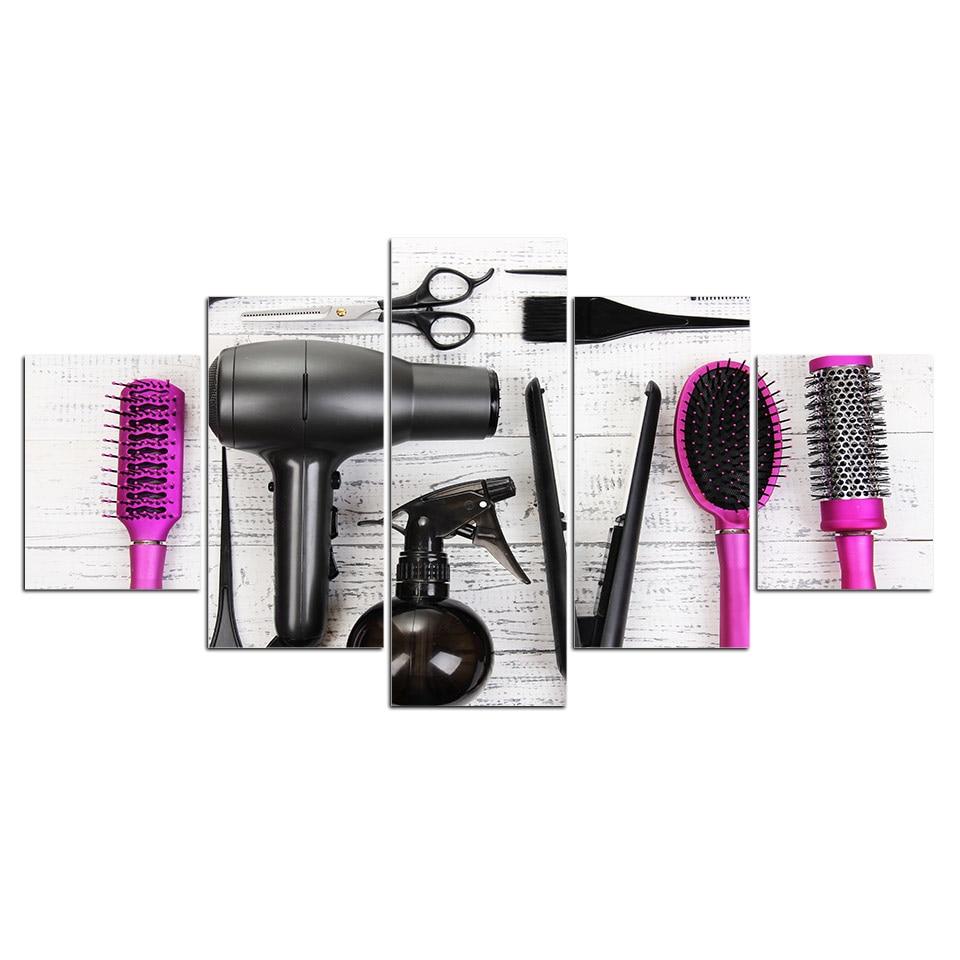 hairdressing 08 abstract 5 panel canvas art wall decor 7195