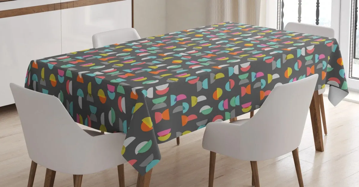 half circles geometrical 3d printed tablecloth table decor 2381