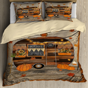 halloween happy yall bus duvet cover bedding set bedroom decor 1144