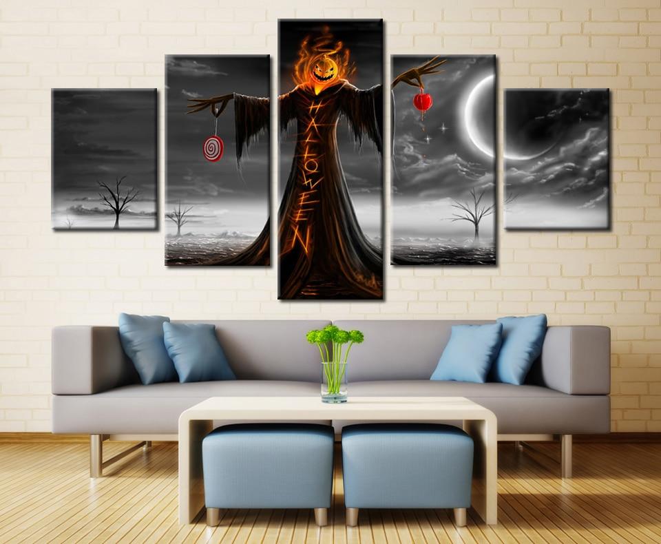 halloween scarecrows howard young abstract 5 panel canvas art wall decor 3551
