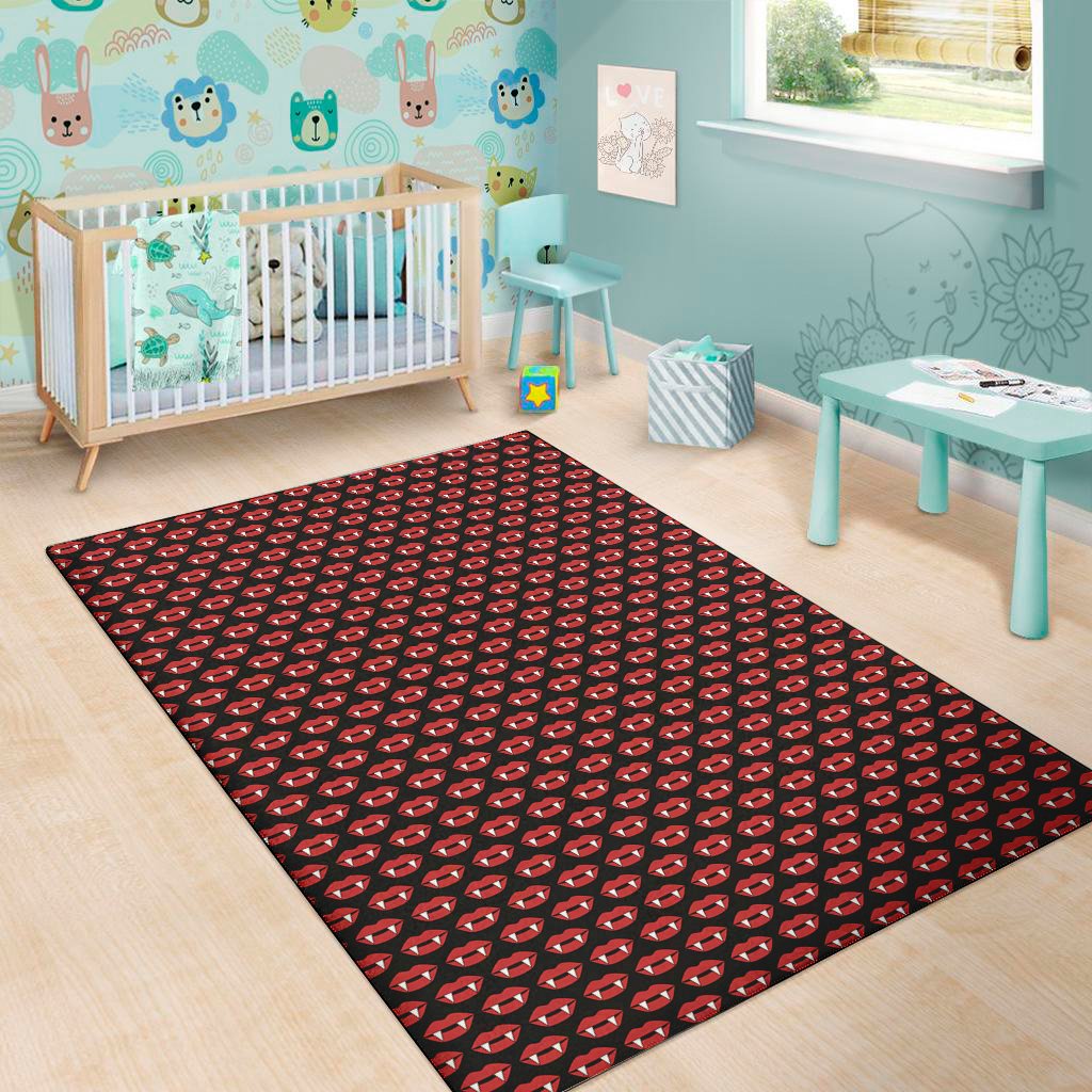 Halloween Vampire Lips Pattern Print Area Rug Floor Decor halloween vampire lips pattern print area rug floor decor 4304