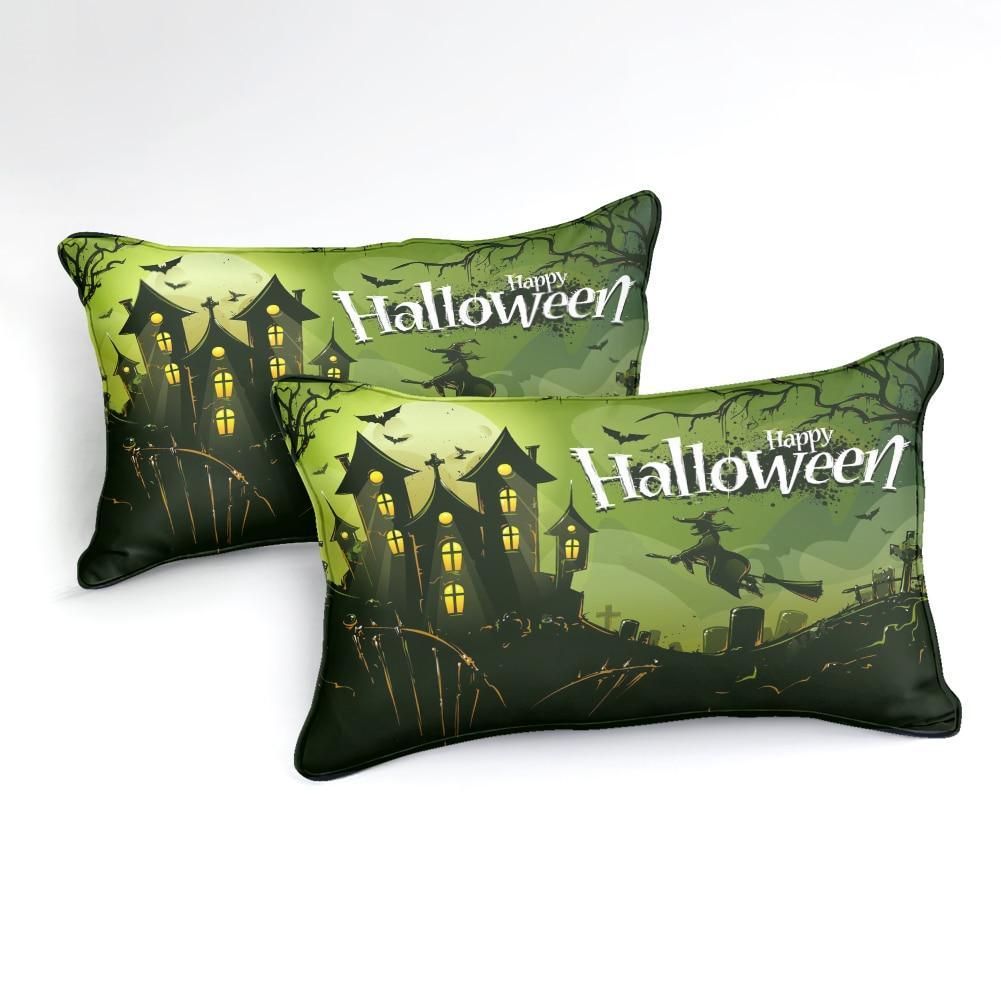 Halloween Witch Flying On Broom Duvet Cover Bedding Set halloween witch flying on broom duvet cover bedding set 6522