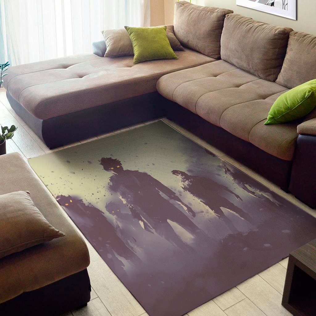 Halloween Zombie Crowd Print Area Rug Floor Decor halloween zombie crowd print area rug floor decor 5751