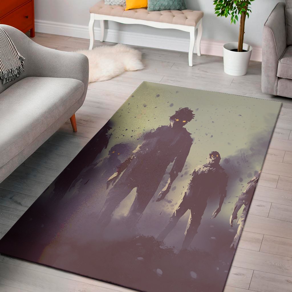 Halloween Zombie Crowd Print Area Rug Floor Decor halloween zombie crowd print area rug floor decor 7848