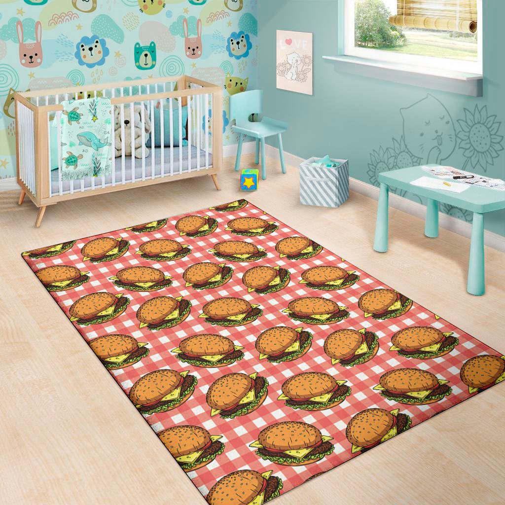 Hamburger Plaid Pattern Print Area Rug Floor Decor hamburger plaid pattern print area rug floor decor 5097