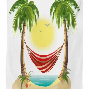 hammock between palms 3d printed tablecloth table decor 8852