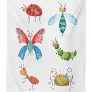 hand drawn bug pattern 3d printed tablecloth table decor 4406