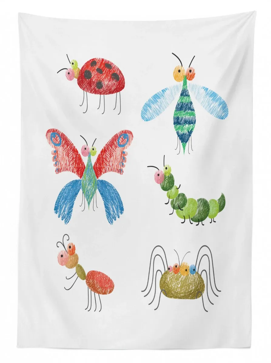 hand drawn bug pattern 3d printed tablecloth table decor 4406