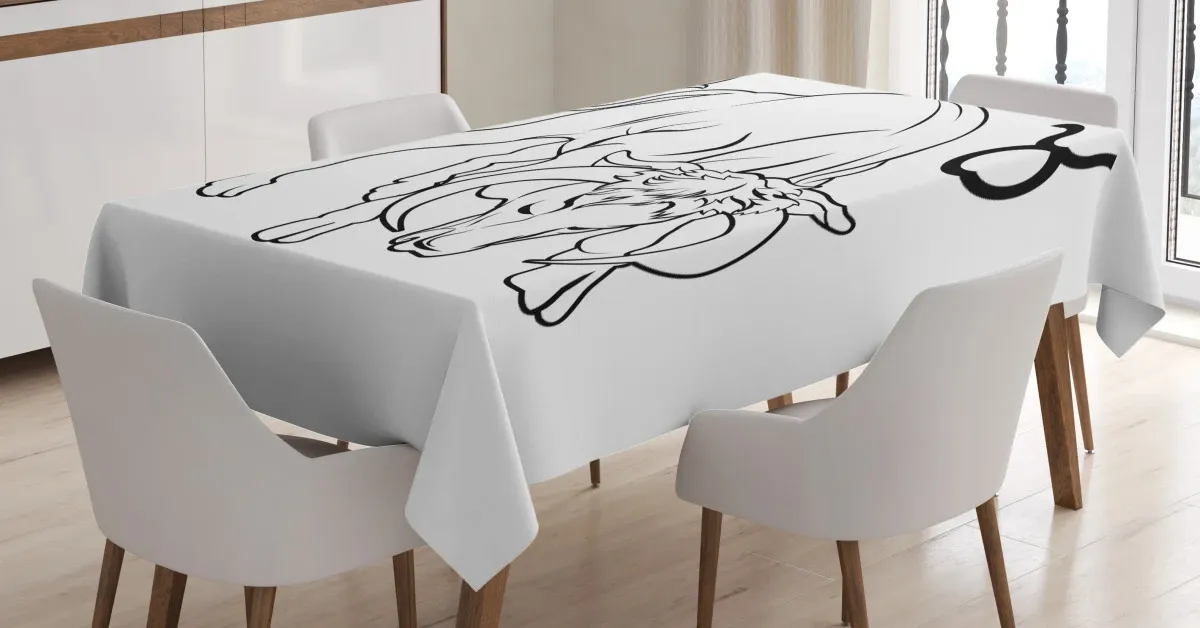 Hand Drawn Bull 3D Printed Tablecloth Table Decor hand drawn bull 3d printed tablecloth table decor 1225