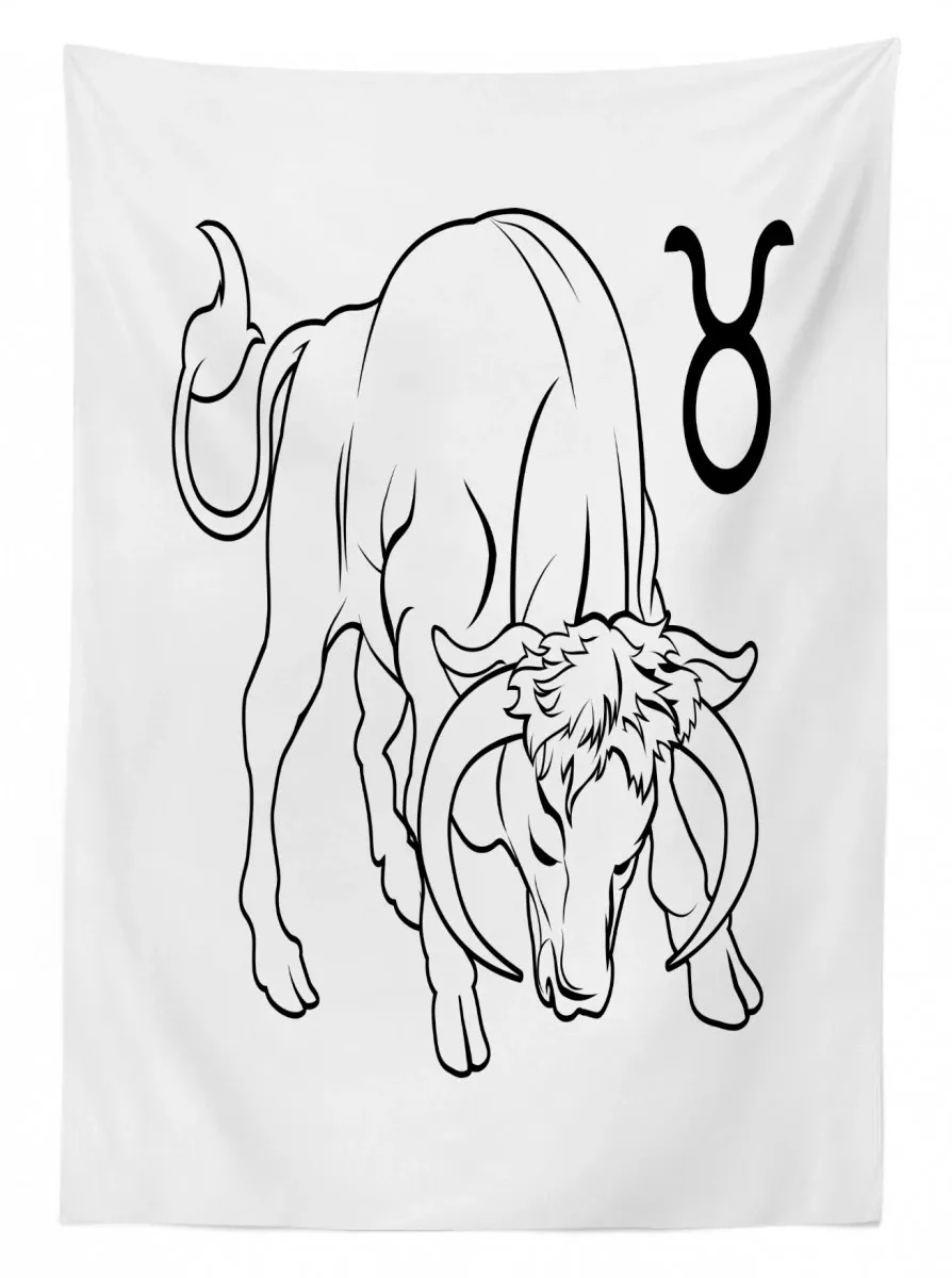Hand Drawn Bull 3D Printed Tablecloth Table Decor hand drawn bull 3d printed tablecloth table decor 7681