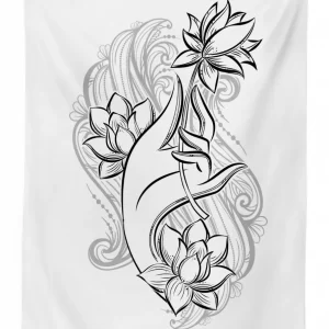 hand holds lotus 3d printed tablecloth table decor 1593
