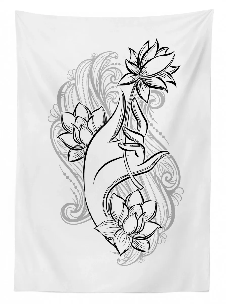 hand holds lotus 3d printed tablecloth table decor 1593