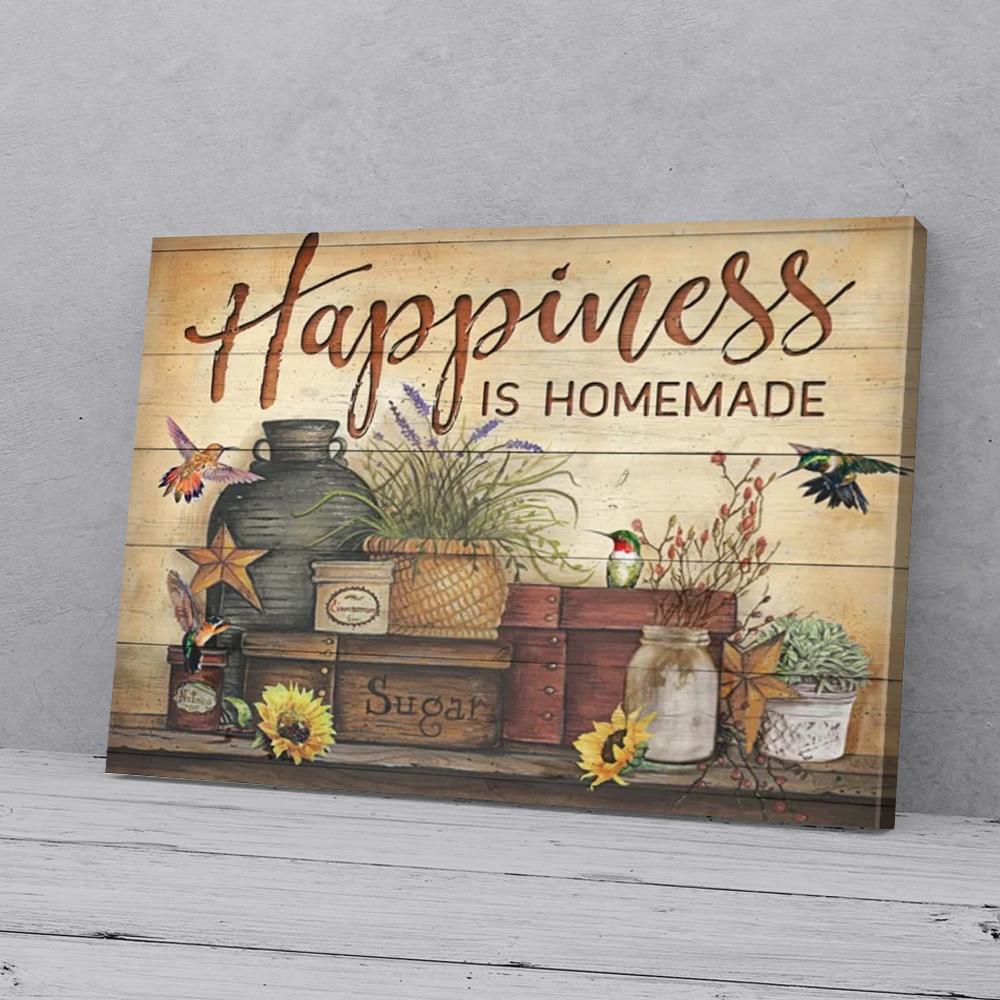 happiness is homemade kitchen hummingbird canvas prints wall art decor 3858