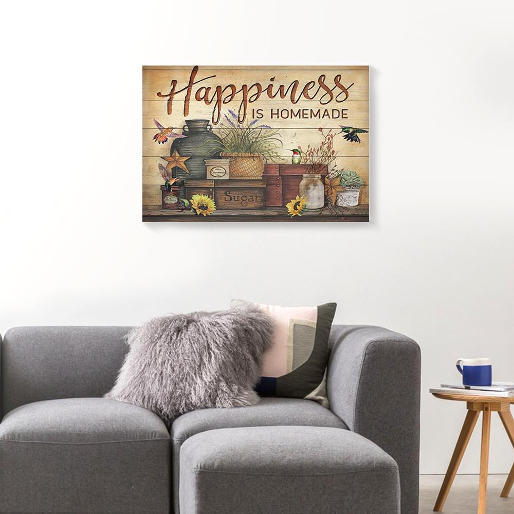 happiness is homemade kitchen hummingbird canvas prints wall art decor 4044