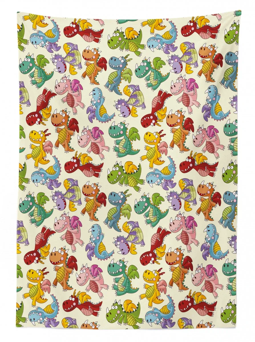 happy dinasours 3d printed tablecloth table decor 1854