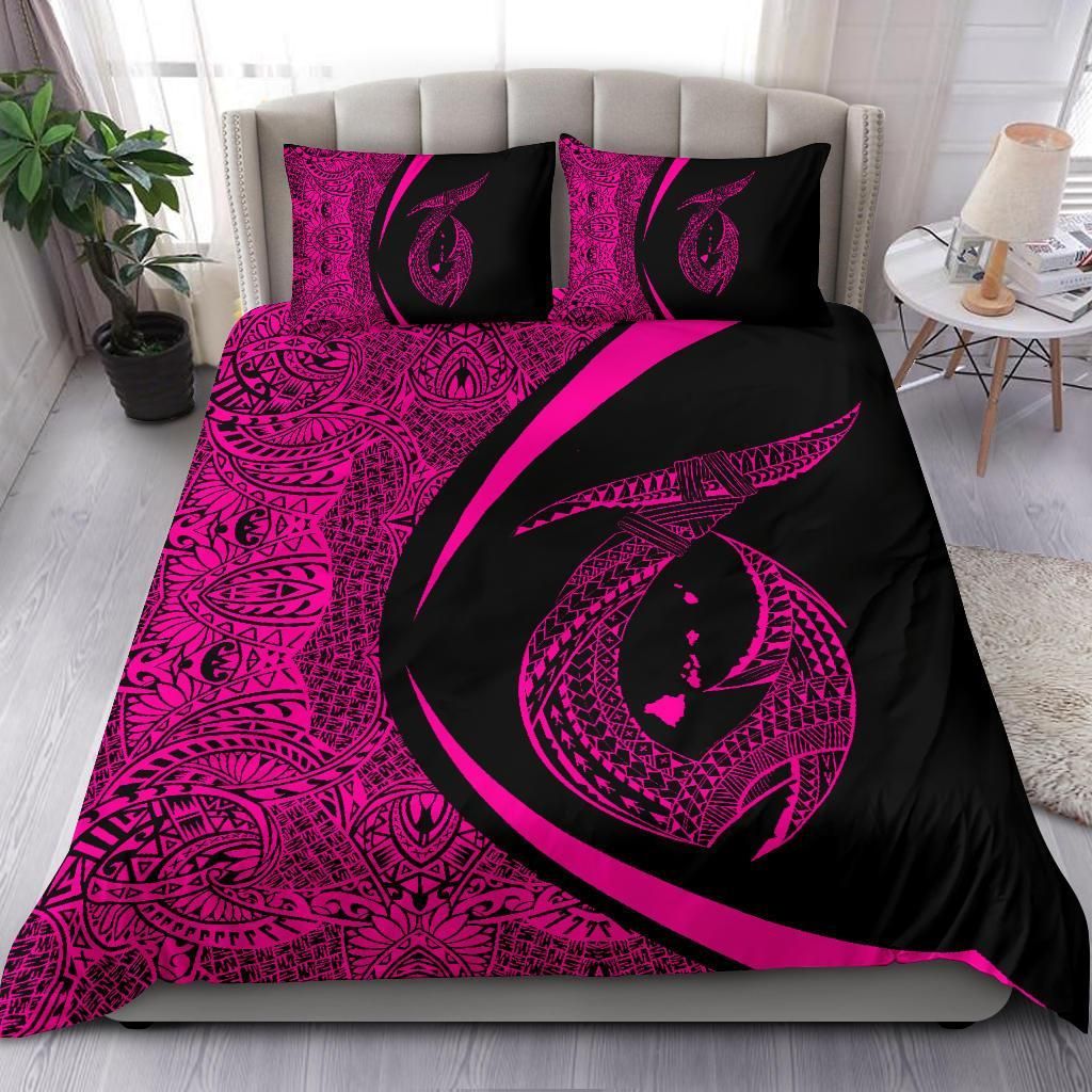 hawaii fish hook polynesian circle style pink duvet cover bedding set 6905