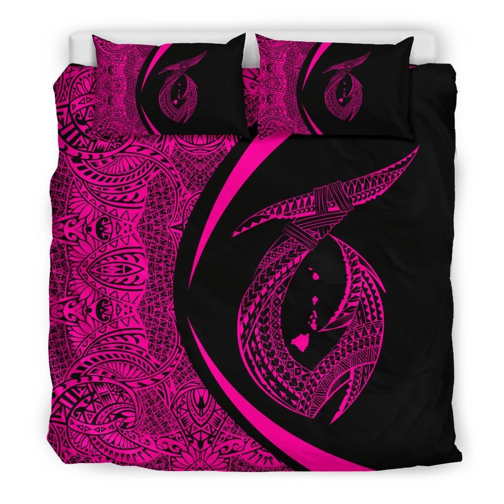 hawaii fish hook polynesian circle style pink duvet cover bedding set 7247