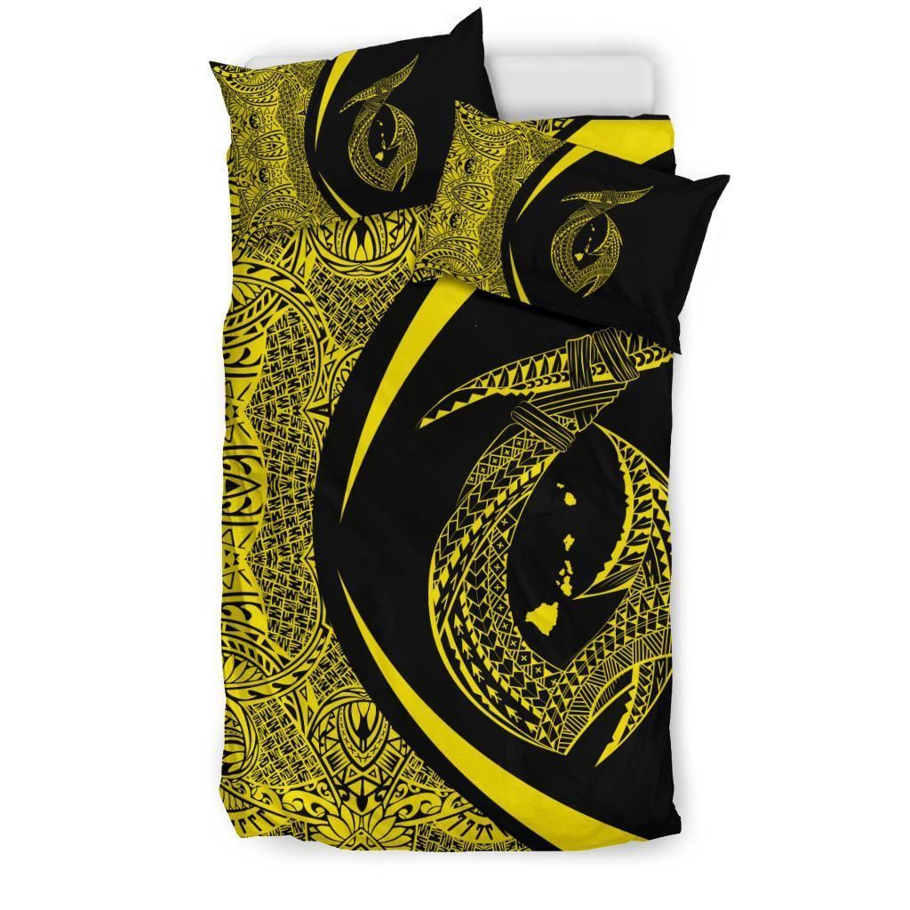 hawaii fish hook polynesian circle style yellow duvet cover bedding set 6564