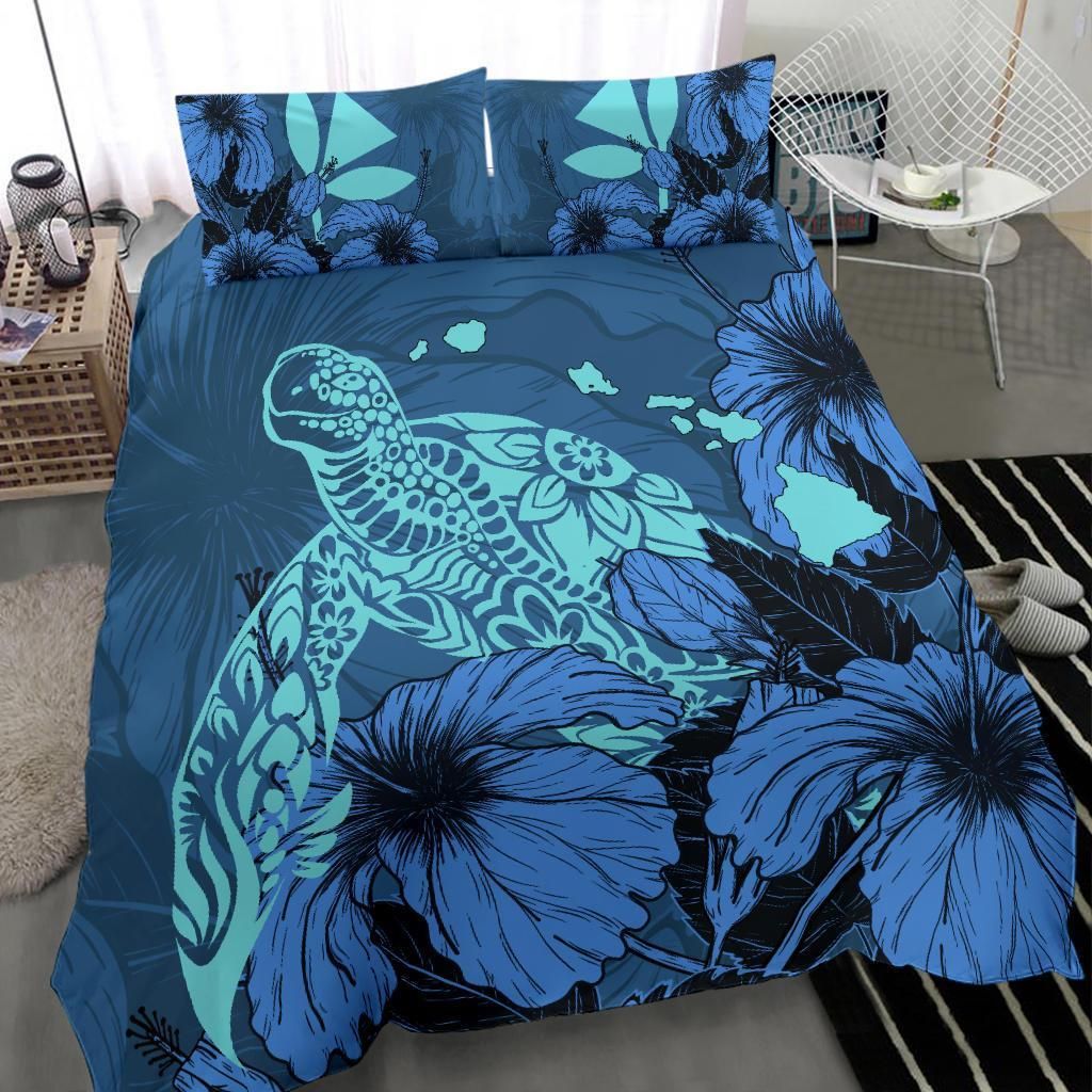 Hawaii Hibiscus Turtle Blue Duvet Cover Bedding Set hawaii hibiscus turtle blue duvet cover bedding set 2191