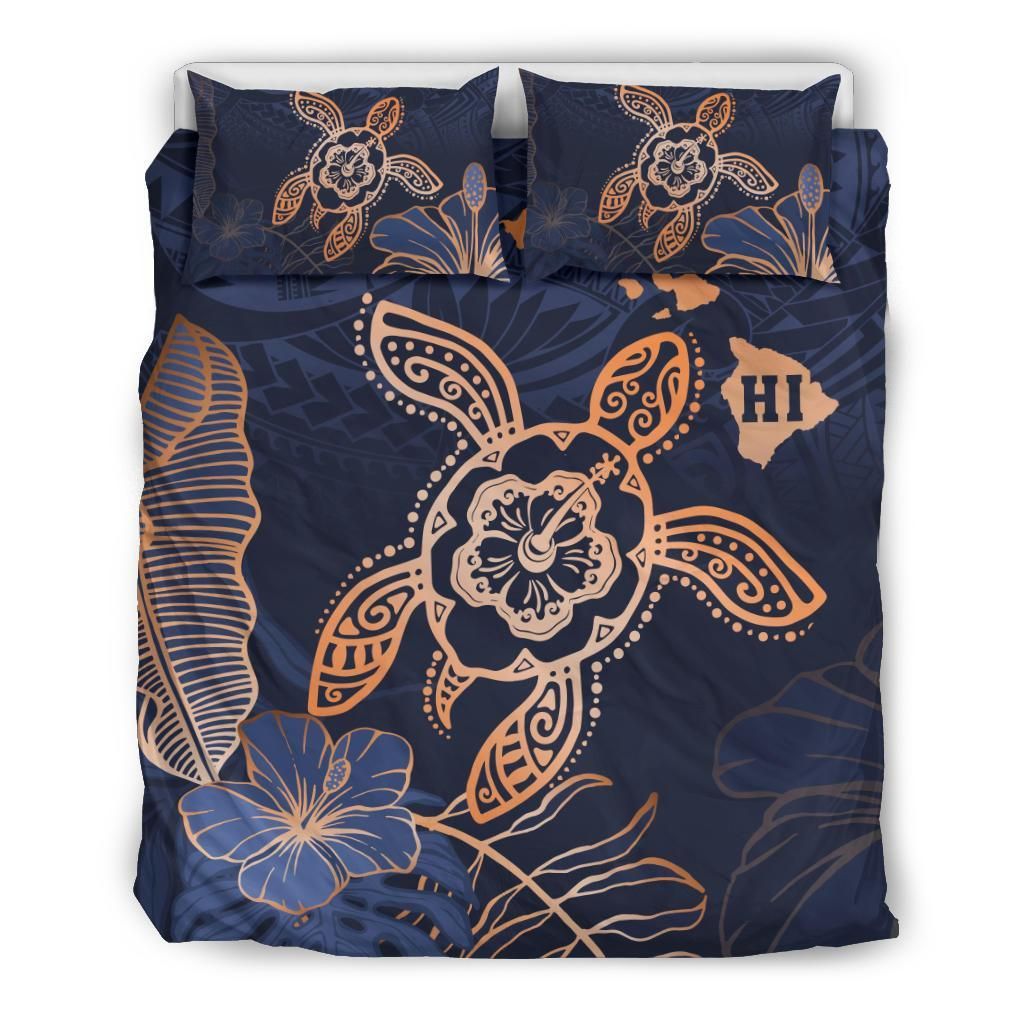 Hawaii Kakau Polynesian Turtle Map Indigo Duvet Cover Bedding Set hawaii kakau polynesian turtle map indigo duvet cover bedding set 2733